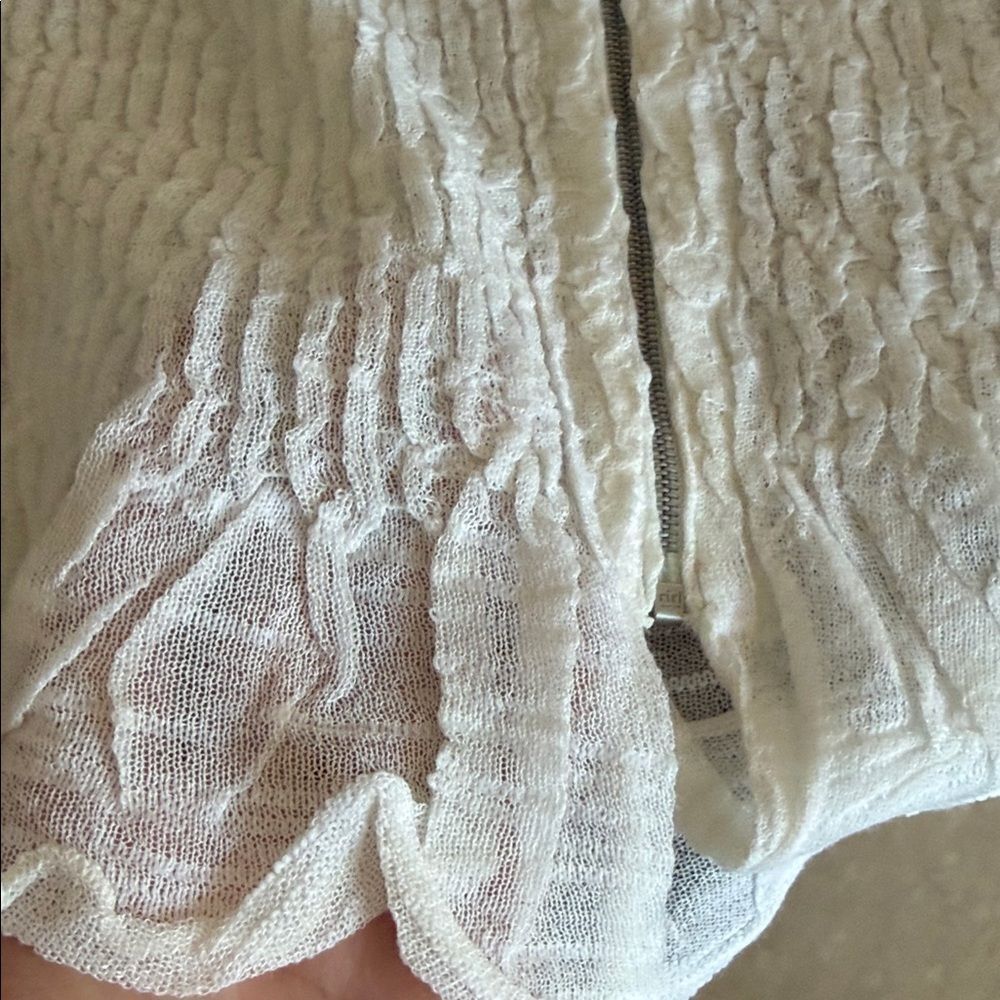 White Ruffled Zip-Up Top - Picture 3 of 3